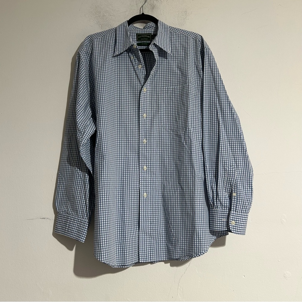 C.C. Filson Blue Plaid 100% Cotton Button Down Shirt Size XL